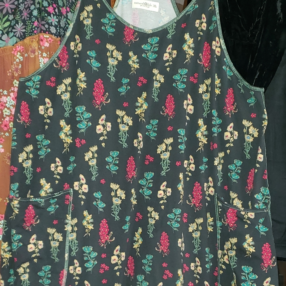 Natural Life Black Romper with Floral Accents